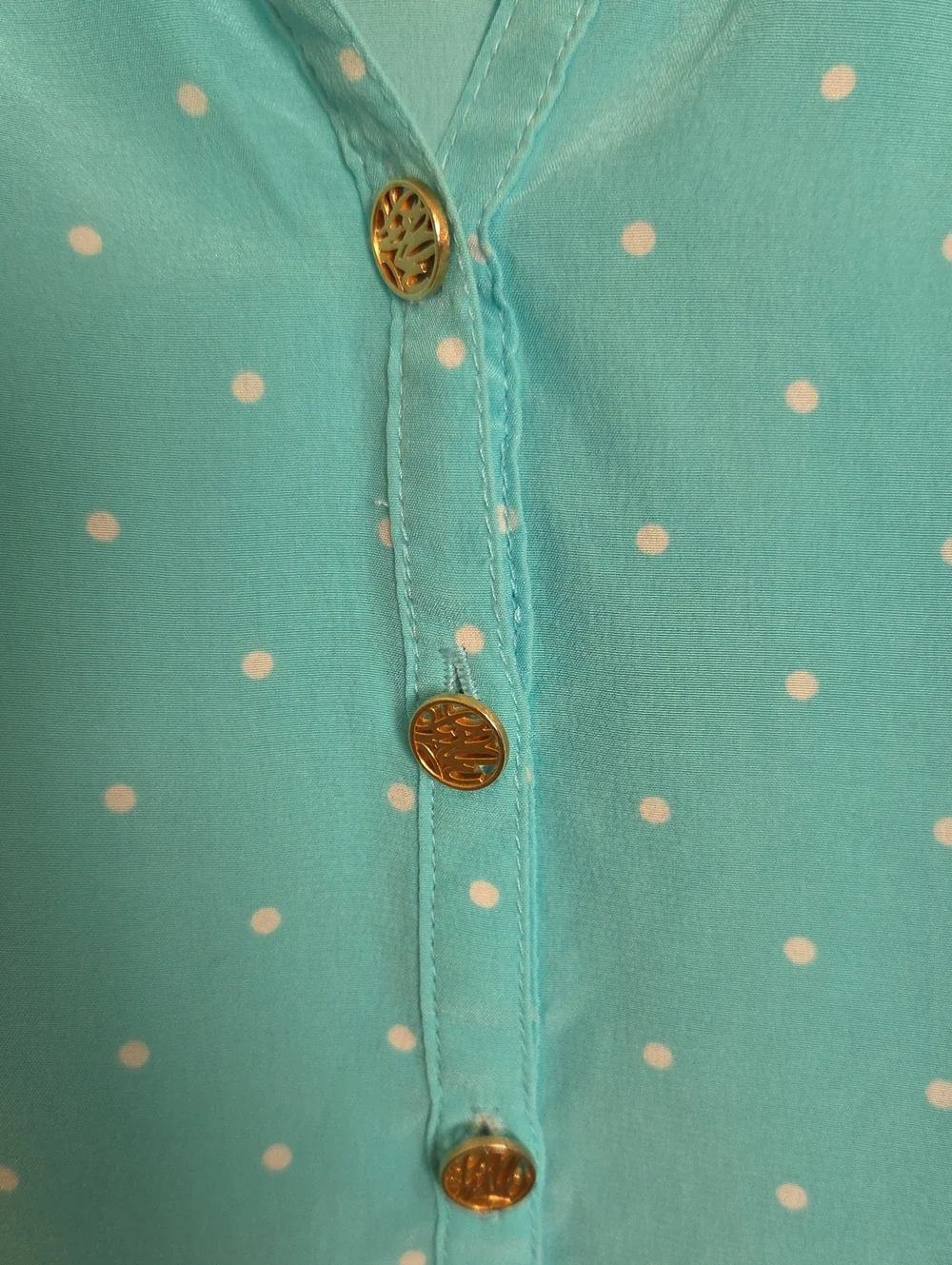 Lilly Pulitzer Light Blue Polka Dot Long-Sleeve Women's Blouse